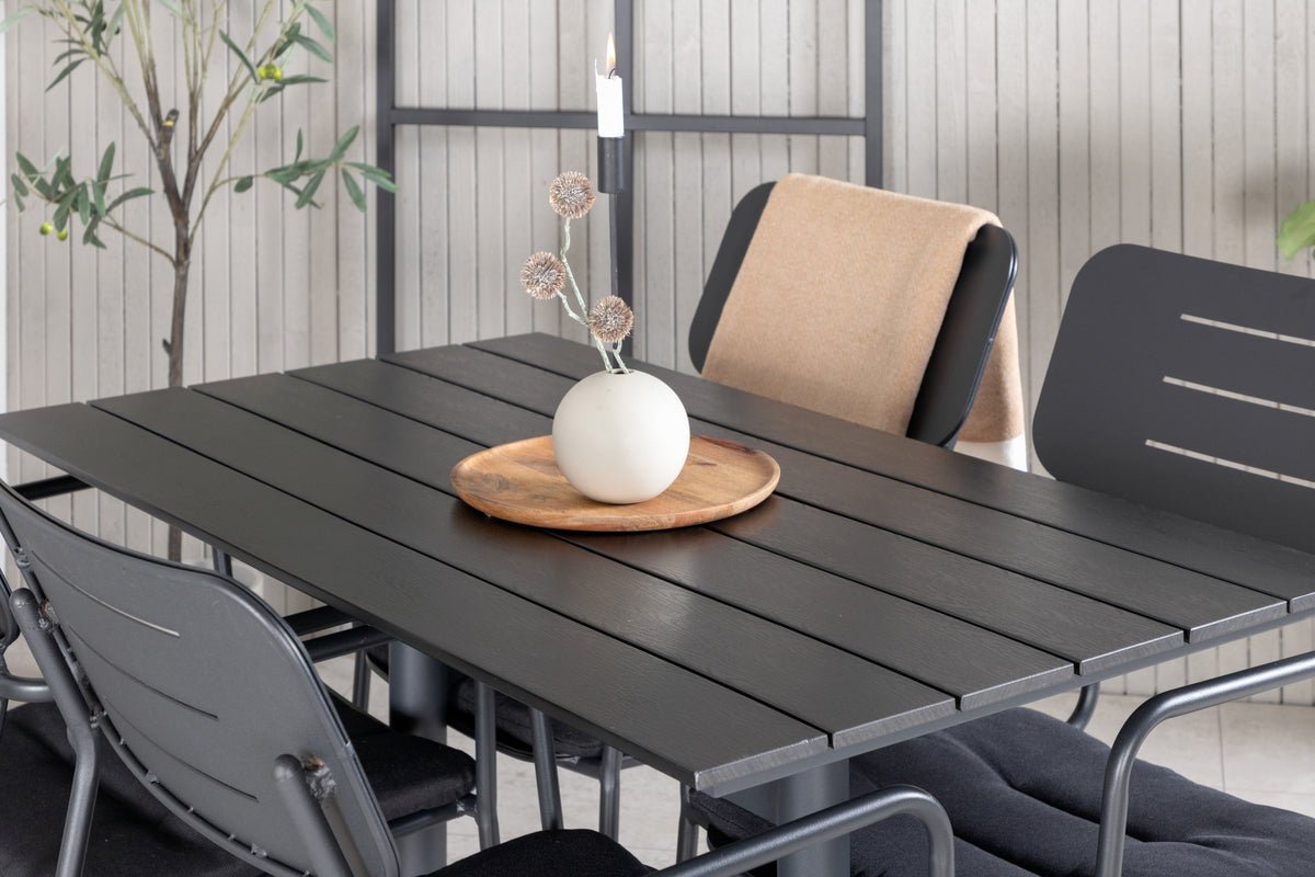 Luxusbetten24 Salento Garten Esstisch Aintwood 120x90 cm Schwarz