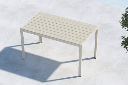 Garten Esstisch Siena 140 × 80 cm Aluminium‑Polywood, Beige für Außenbereich