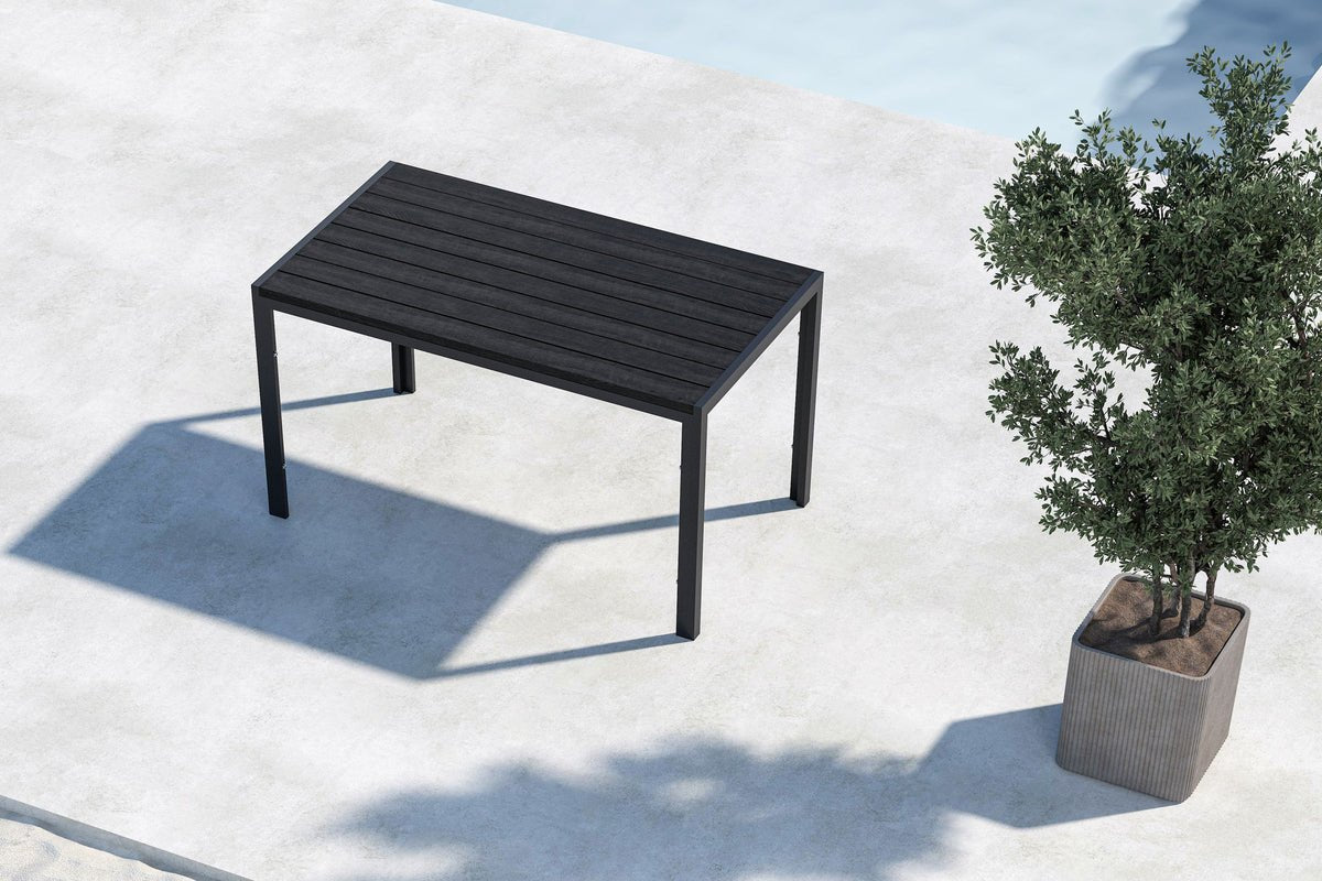 Garten Esstisch Siena 140 × 80 cm Aluminium‑Polywood, Beige für Außenbereich