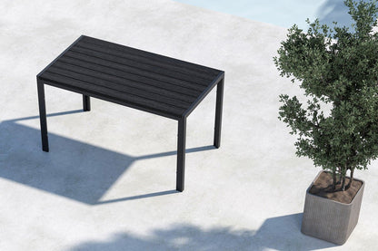 Garten Esstisch Siena 140 × 80 cm Aluminium‑Polywood, Beige für Außenbereich