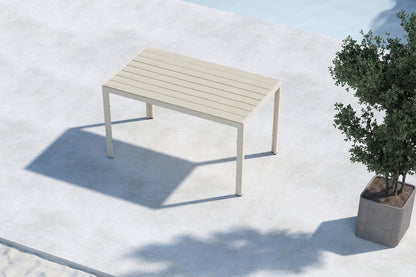 Garten Esstisch Siena 140 × 80 cm Aluminium‑Polywood, Beige für Außenbereich