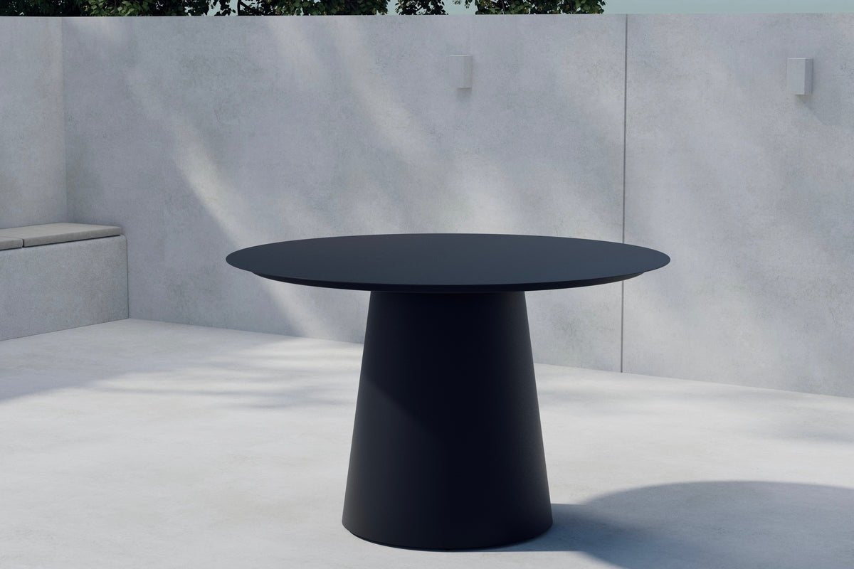 Garten Esstisch Solea Ø 120 cm Aluminium Schwarz/Beige