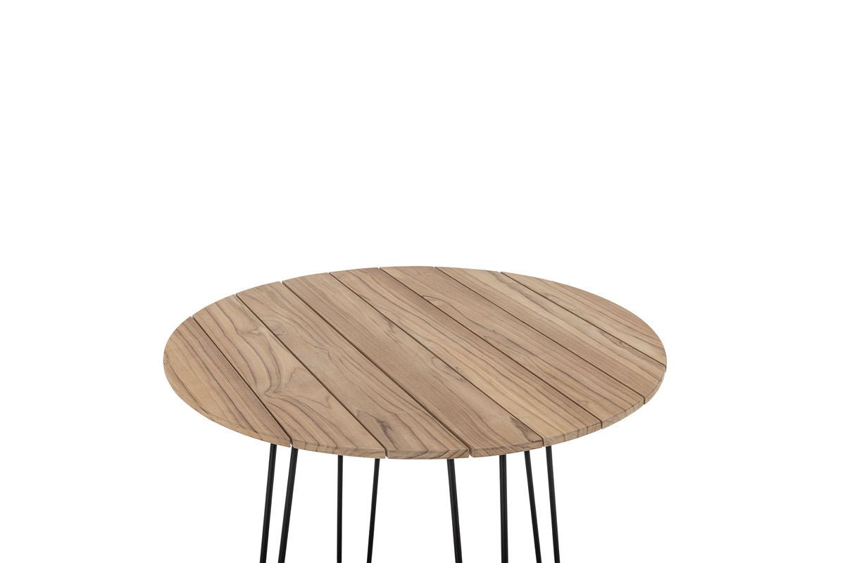 Luxusbetten24 Tavon Garten-Esstisch Teakholz Naturton Metallgestell Groß Outdoor