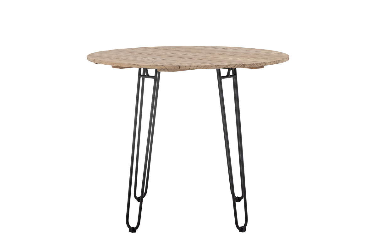 Luxusbetten24 Tavon Garten-Esstisch Teakholz Naturton Metallgestell Groß Outdoor