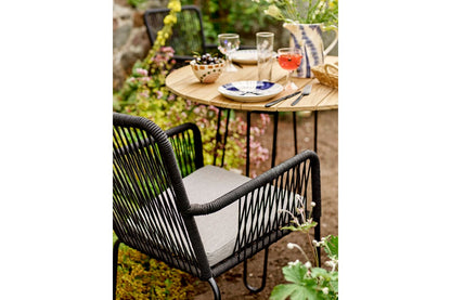 Luxusbetten24 Tavon Garten-Esstisch Teakholz Naturton Metallgestell Groß Outdoor