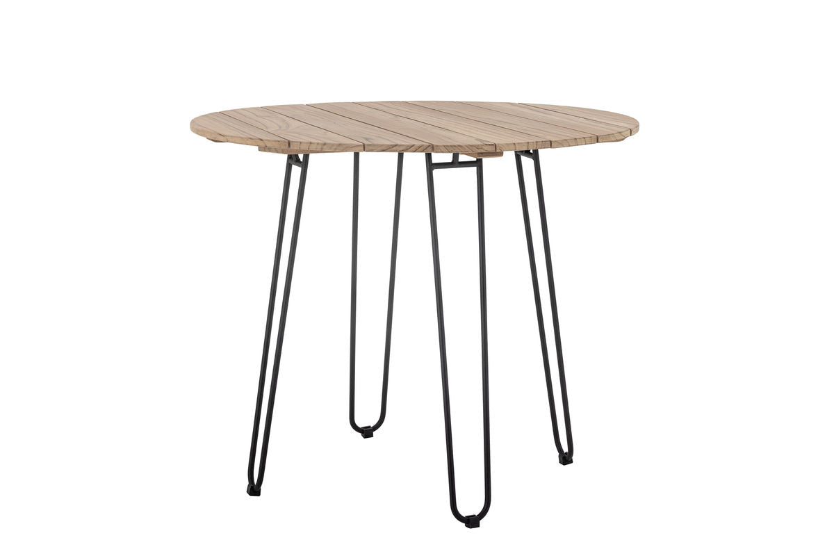 Luxusbetten24 Tavon Garten-Esstisch Teakholz Naturton Metallgestell Groß Outdoor