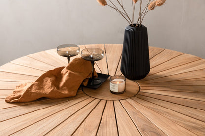 Garten Esstisch Terra – Ø 120 cm aus Aluminium und Teakholz