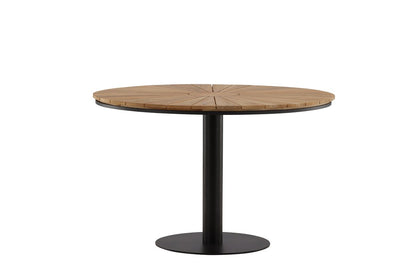 Garten Esstisch Terra – Ø 120 cm aus Aluminium und Teakholz