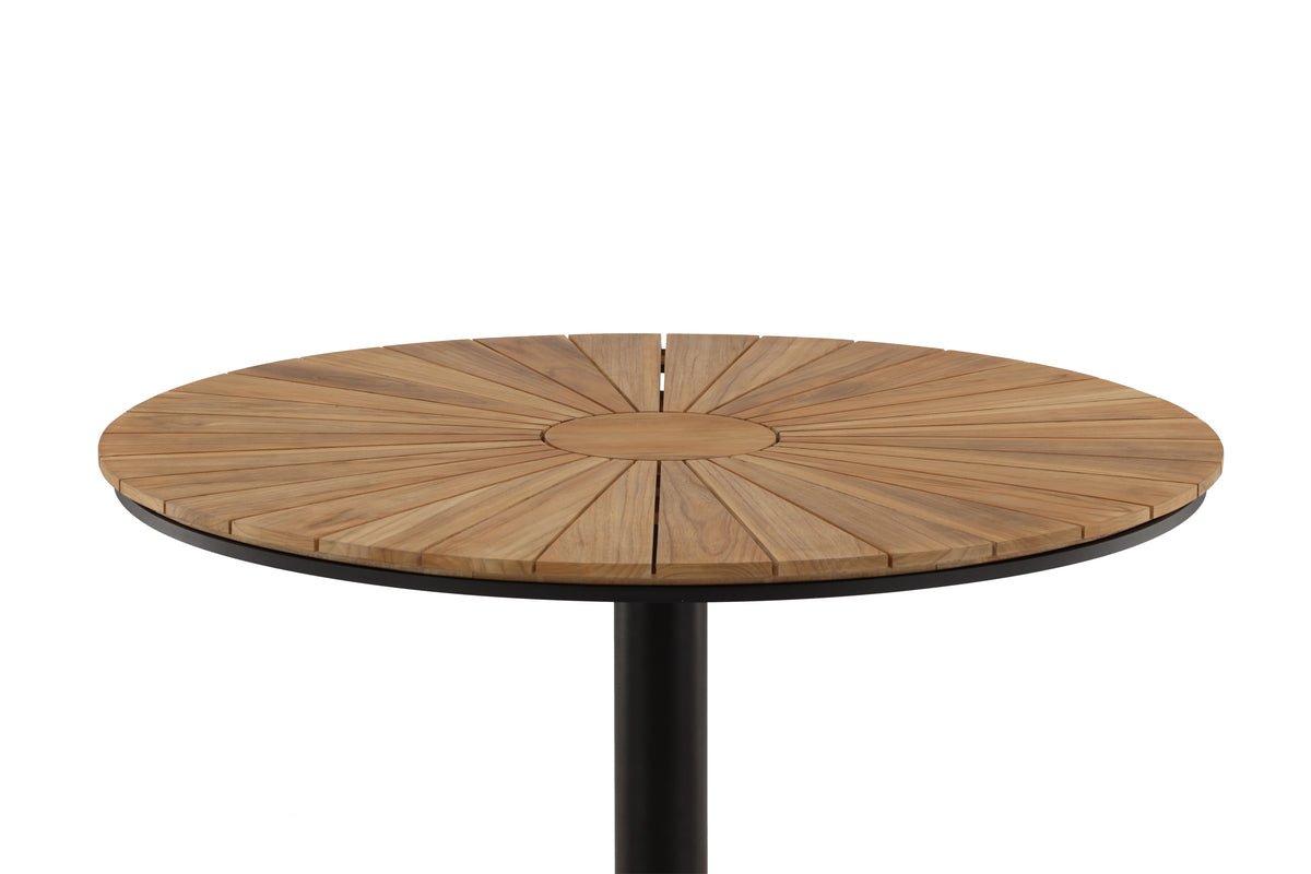 Garten Esstisch Terra – Ø 120 cm aus Aluminium und Teakholz