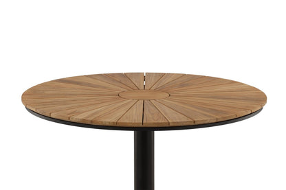 Garten Esstisch Terra – Ø 120 cm aus Aluminium und Teakholz