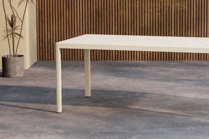 Luxusbetten24 Vento Gartentisch Aluminium 200×90 cm Beige Modernes Design Wetterfest