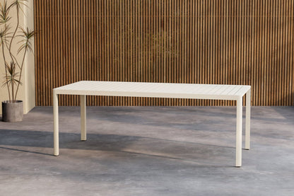 Luxusbetten24 Vento Gartentisch Aluminium 200×90 cm Beige Modernes Design Wetterfest