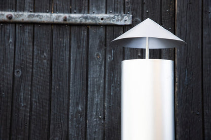 Garten Kamin Arne aus Stahl mit Schornstein in Silber