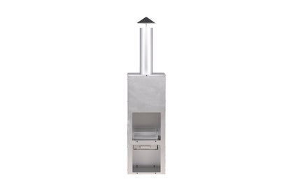 Garten Kamin Arne aus Stahl mit Schornstein in Silber