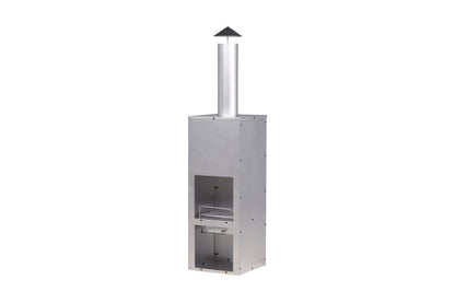 Garten Kamin Arne aus Stahl mit Schornstein in Silber