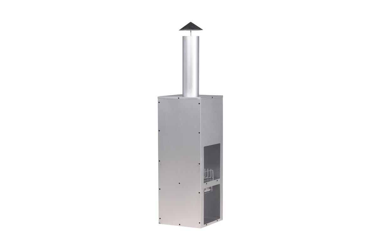Garten Kamin Arne aus Stahl mit Schornstein in Silber