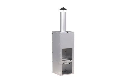 Garten Kamin Arne aus Stahl mit Schornstein in Silber