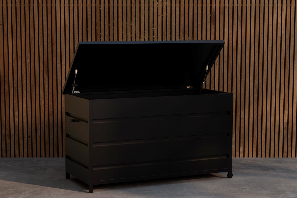 Luxusbetten24 Nessa Gartenkissenbox Aus Schwarzem Aluminium Schwarz Design