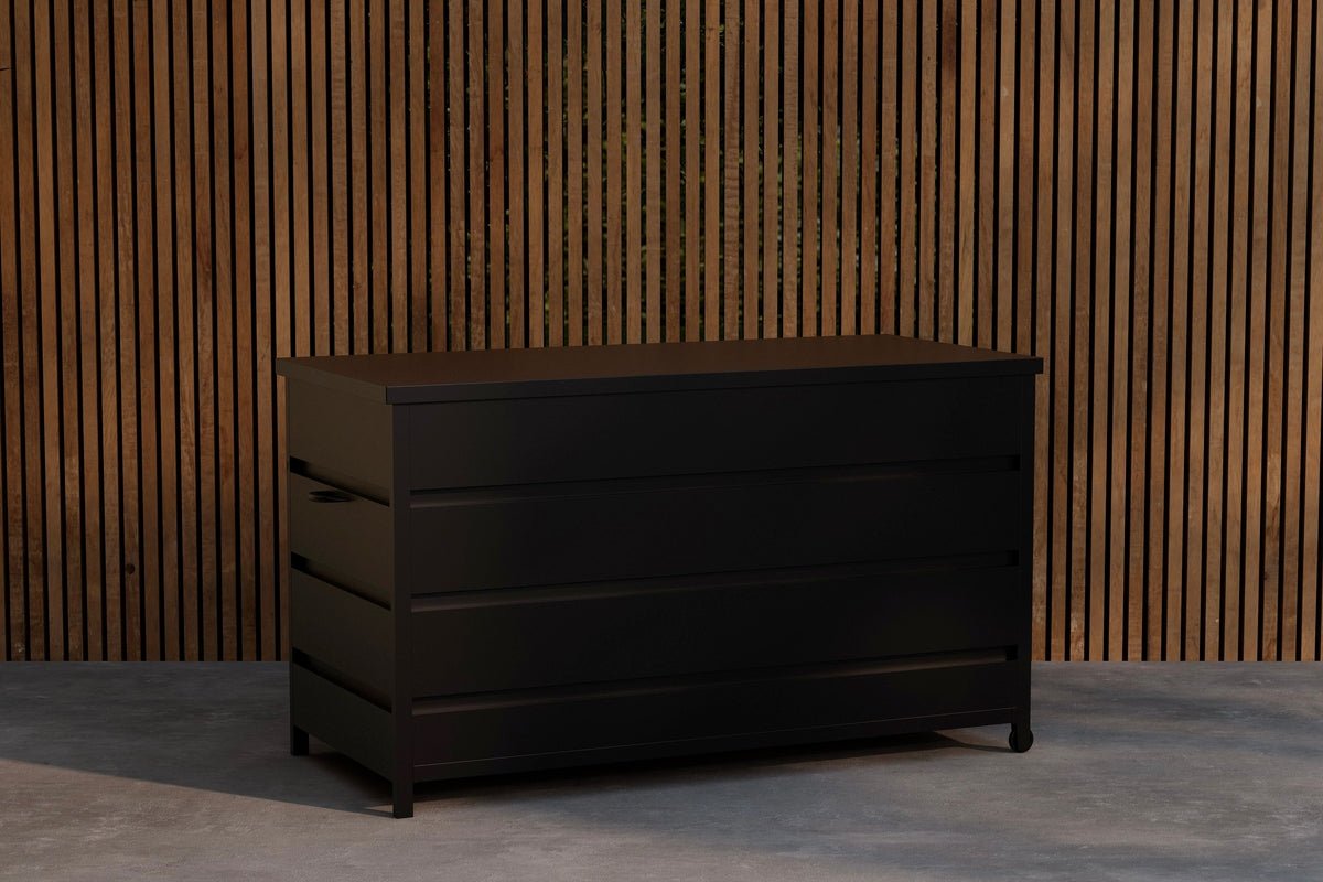 Luxusbetten24 Nessa Gartenkissenbox Aus Schwarzem Aluminium Schwarz Design