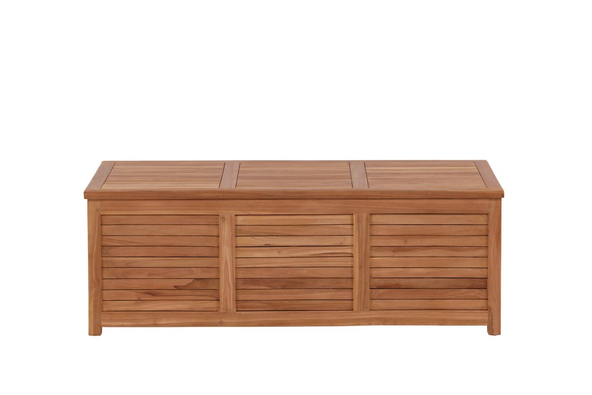Garten Kissenbox Sorine 46x130x70 aus Teakholz Naturoptik Robust