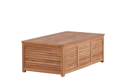 Garten Kissenbox Sorine 46x130x70 aus Teakholz Naturoptik Robust