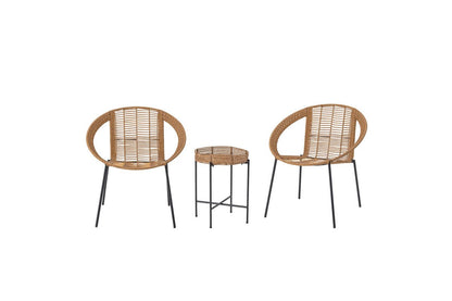 Garten-Lounge-Set Cano – Luftiges Polyrattan-Design in Natur (3‑teilig)