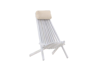 Luxusbetten24 Loungesessel Aktiv Outdoor – Akazienholz, Weiß, Wetterfest, Neu