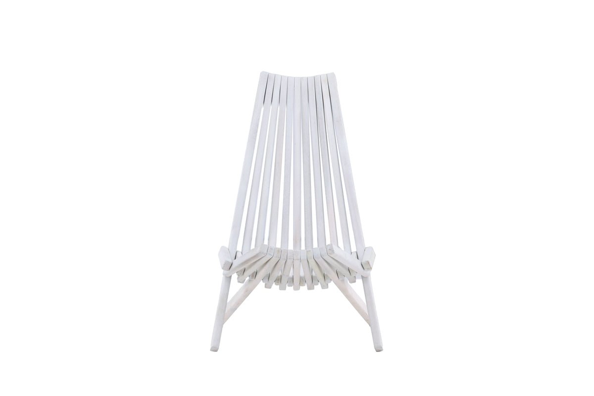 Luxusbetten24 Loungesessel Aktiv Outdoor – Akazienholz, Weiß, Wetterfest, Neu