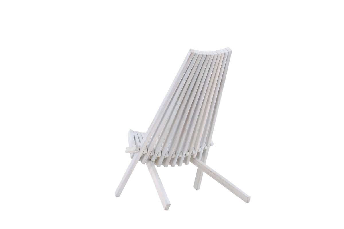 Luxusbetten24 Loungesessel Aktiv Outdoor – Akazienholz, Weiß, Wetterfest, Neu