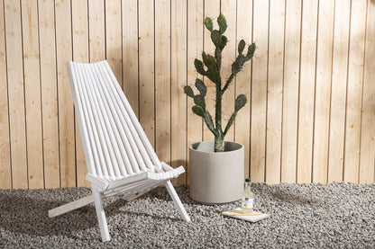 Luxusbetten24 Loungesessel Aktiv Outdoor – Akazienholz, Weiß, Wetterfest, Neu