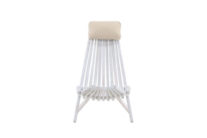 Luxusbetten24 Loungesessel Aktiv Outdoor – Akazienholz, Weiß, Wetterfest, Neu