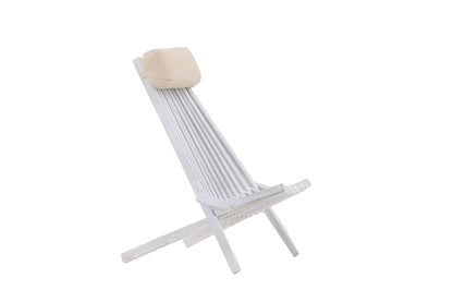 Luxusbetten24 Loungesessel Aktiv Outdoor – Akazienholz, Weiß, Wetterfest, Neu