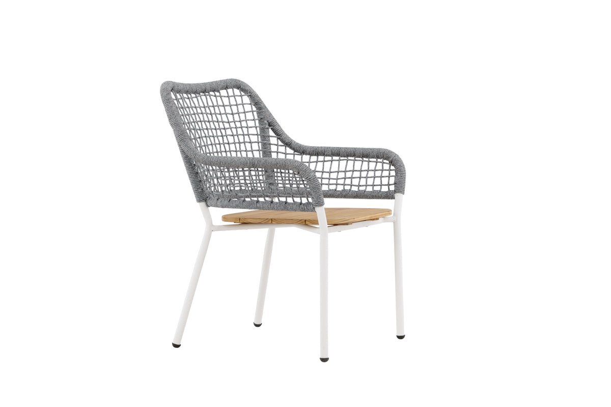 Gartenstuhl Amore - In Grau mit einer Sitzfläche aus Teakholz