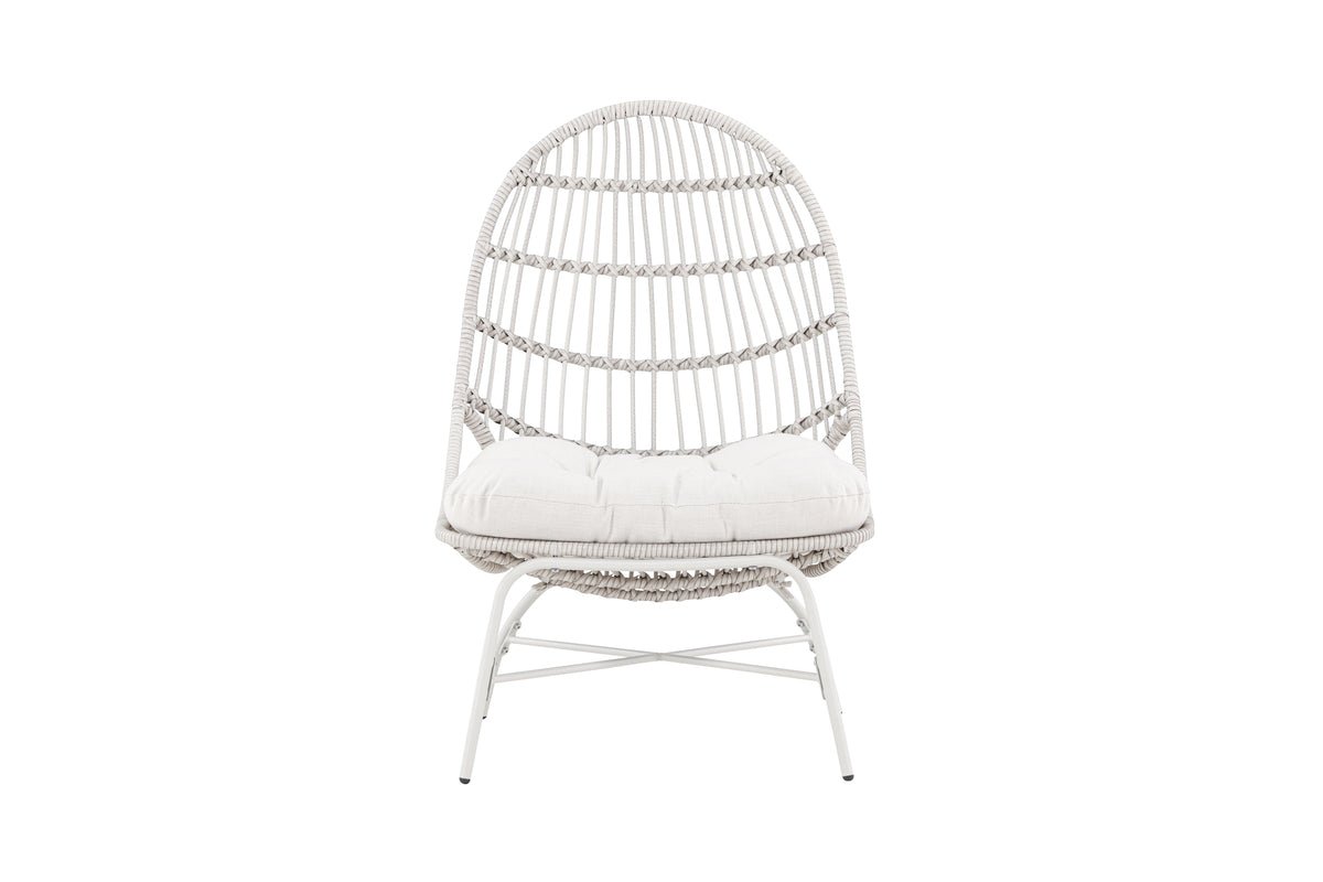 Luxusbetten24 Anne Gartenloungesessel Polyester und Stahl Beige Komfort
