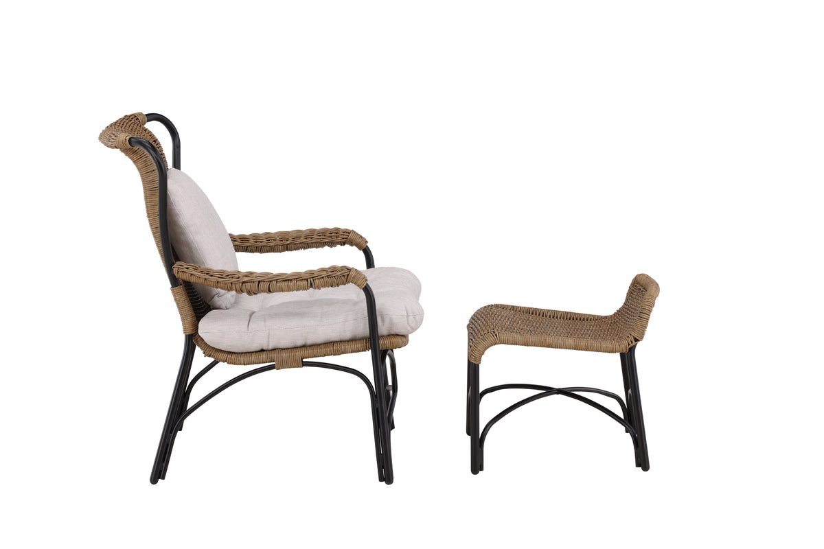 Luxusbetten24 Garten Loungesessel Asia Schwarz Gestell