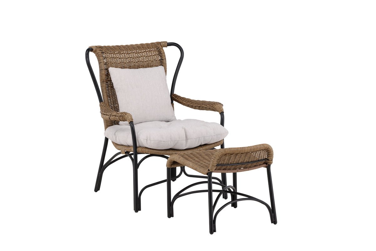 Luxusbetten24 Garten Loungesessel Asia Schwarz Gestell