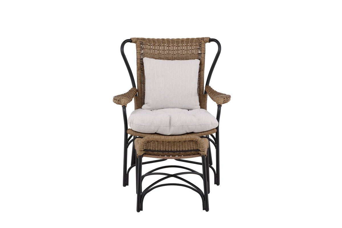 Luxusbetten24 Garten Loungesessel Asia Schwarz Gestell