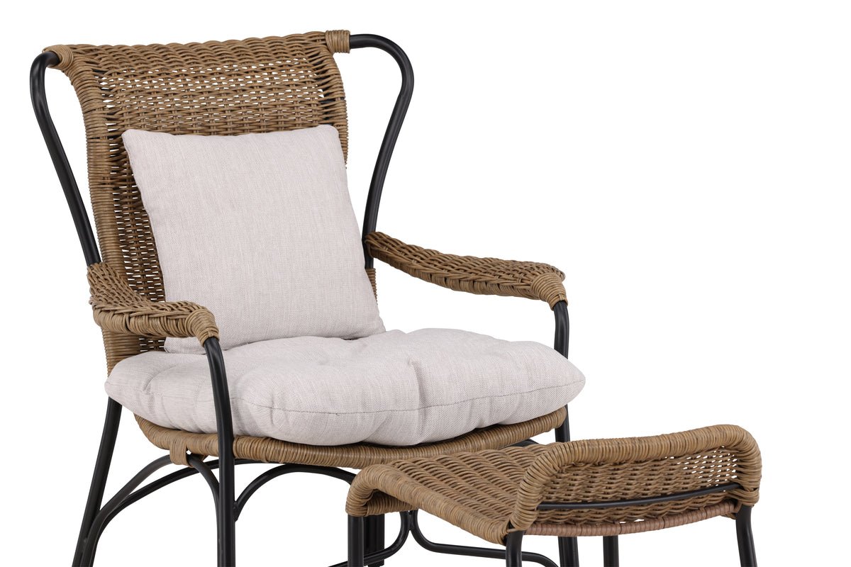 Luxusbetten24 Garten Loungesessel Asia Schwarz Gestell