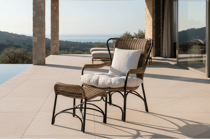 Luxusbetten24 Garten Loungesessel Asia Schwarz Gestell