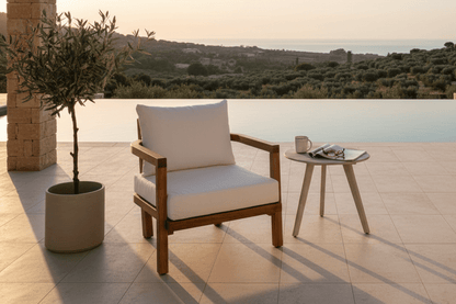 Luxusbetten24 Erika Garten-Loungesessel Braun aus Akazie und Polyester
