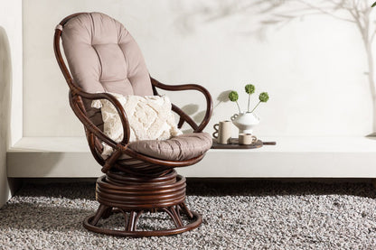 Luxusbetten24 Finn Garten Loungesessel Rattan Outdoor Premium, Dunkelwalnuss