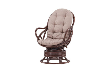 Luxusbetten24 Finn Garten Loungesessel Rattan Outdoor Premium, Dunkelwalnuss
