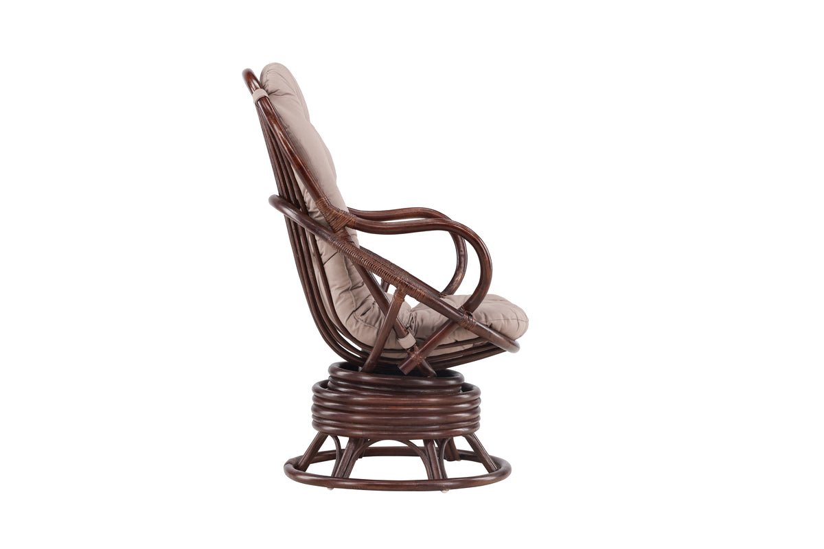 Luxusbetten24 Finn Garten Loungesessel Rattan Outdoor Premium, Dunkelwalnuss
