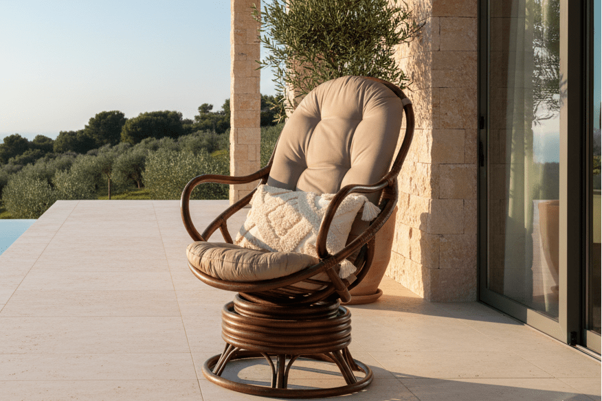 Luxusbetten24 Finn Garten Loungesessel Rattan Outdoor Premium, Dunkelwalnuss