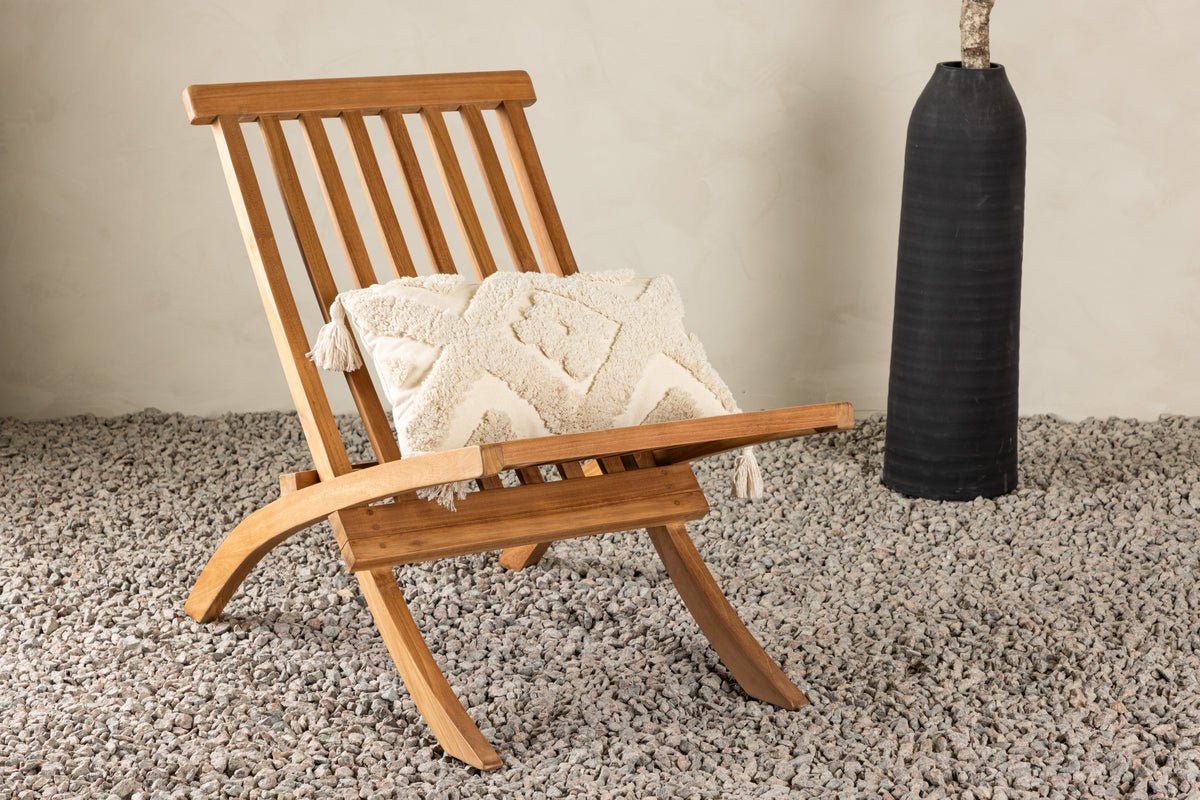 Luxusbetten24 June Loungesessel Gartenstuhl Teakholz Outdoor für Natur-Optik