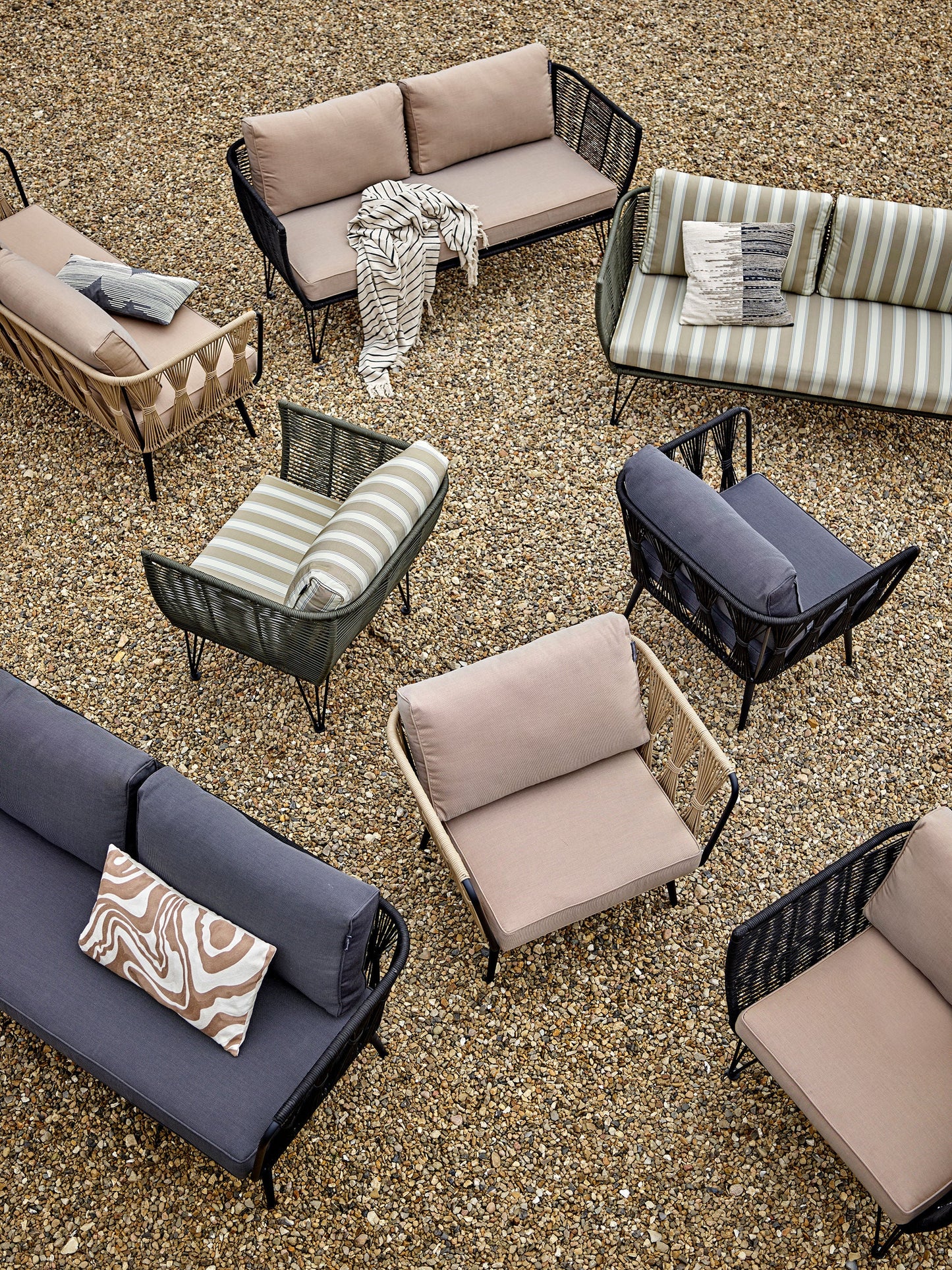 Luxusbetten24 Garten Kairo Loungesessel – Metall mit handgeflochtenem Seil