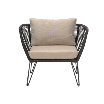 Luxusbetten24 Garten Kairo Loungesessel – Metall mit handgeflochtenem Seil