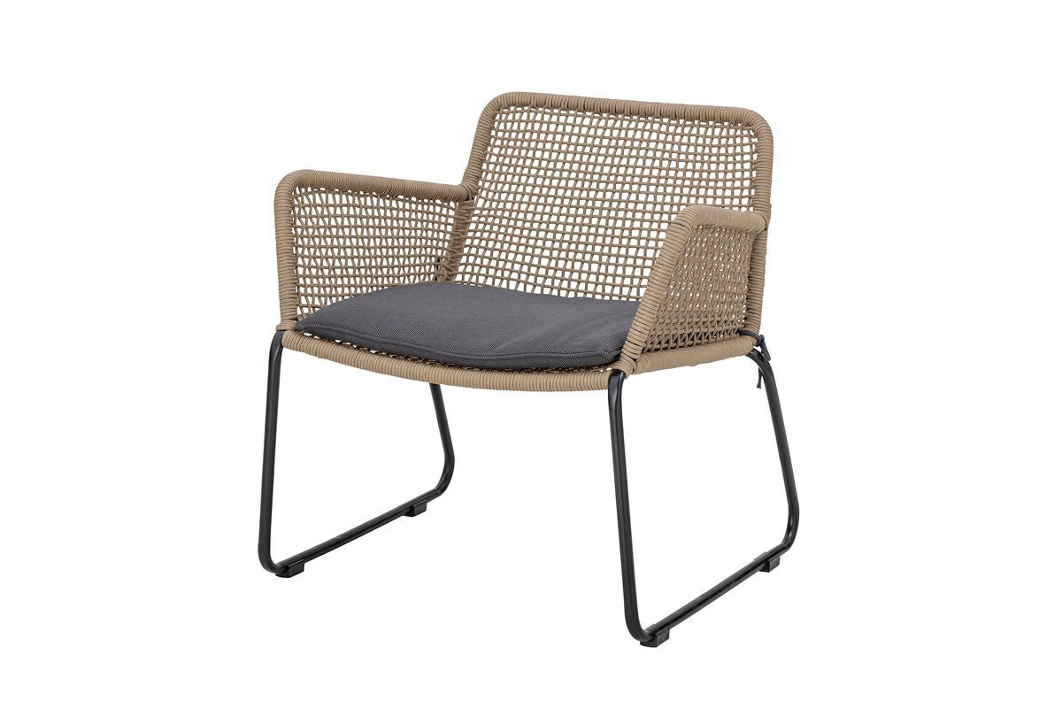Luxusbetten24 Garten Kairo Loungesessel – Metall mit handgeflochtenem Seil