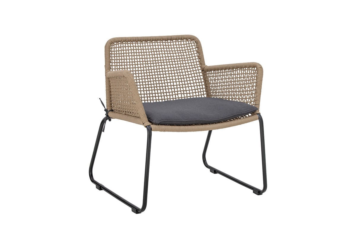 Luxusbetten24 Garten Kairo Loungesessel – Metall mit handgeflochtenem Seil