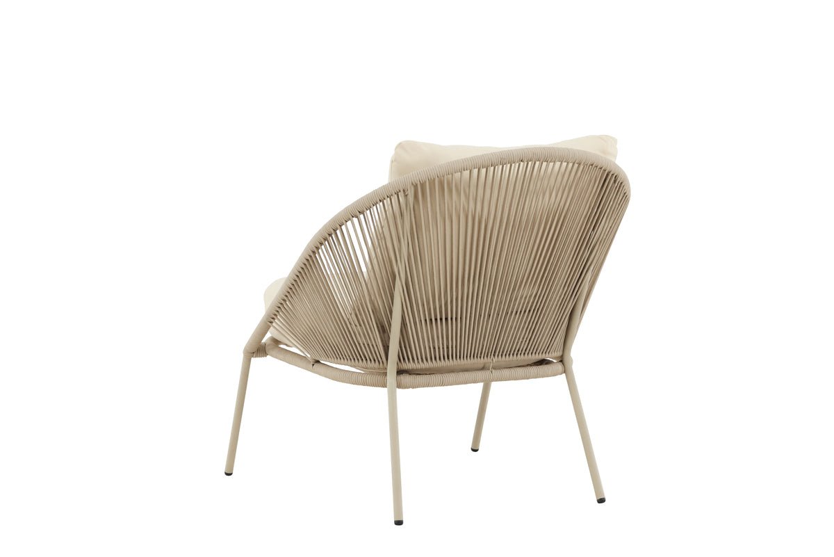 Luxusbetten24 Larissa Garten Loungesessel Beige Komfort inkl. Kissen